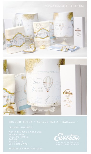 Trusou de botez pentru baieti cu baloane de aer cald, Glam Journey 3